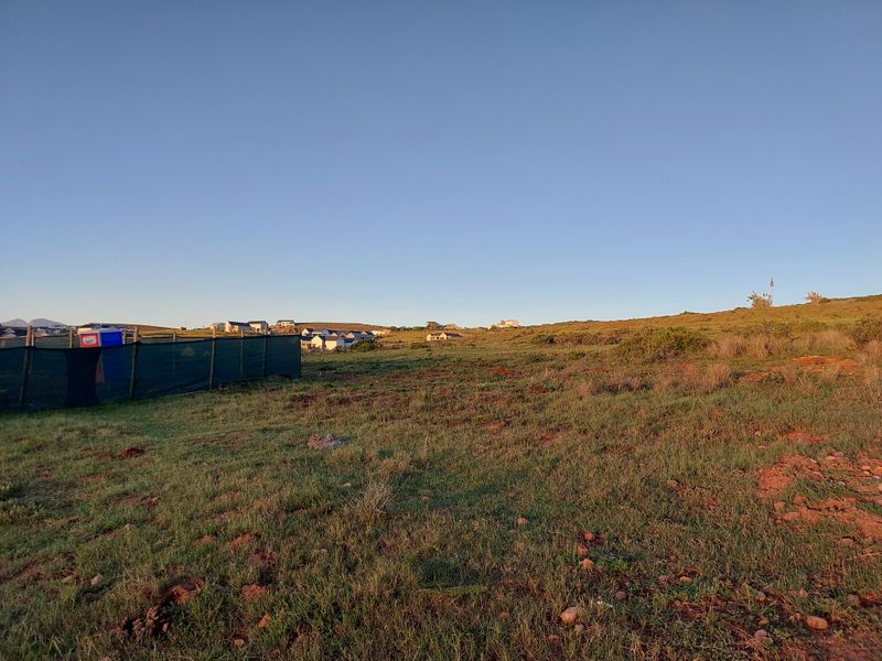 A wide-angle view of an undeveloped plot of land with natural vegetation and distant residential properties in the background.