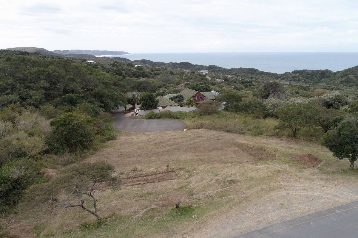Aerial view of a vacant residential plot featuring natural coastal vegetation and proximity to the ocean.