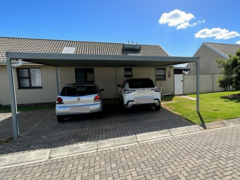 Front exterior view of the townhouse featuring a covered carport, paved driveway, and well-maintained lawn area.