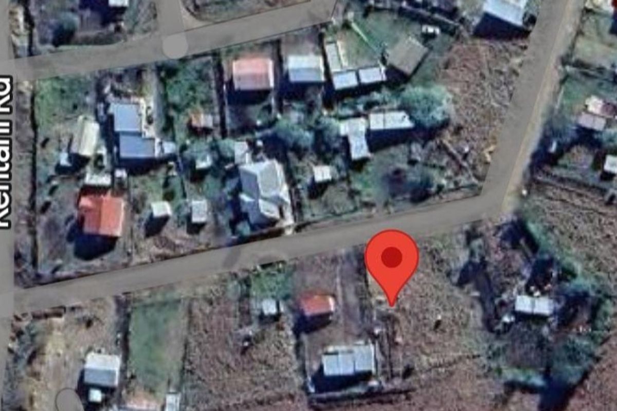 An aerial satellite view showing the residential plot location near Kentani Road.