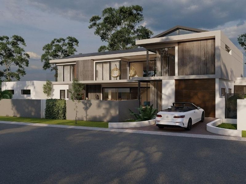 A modern two-story residential property featuring a contemporary facade, integrated garage, and clean architectural lines, presented as a high-quality 3D architectural rendering.