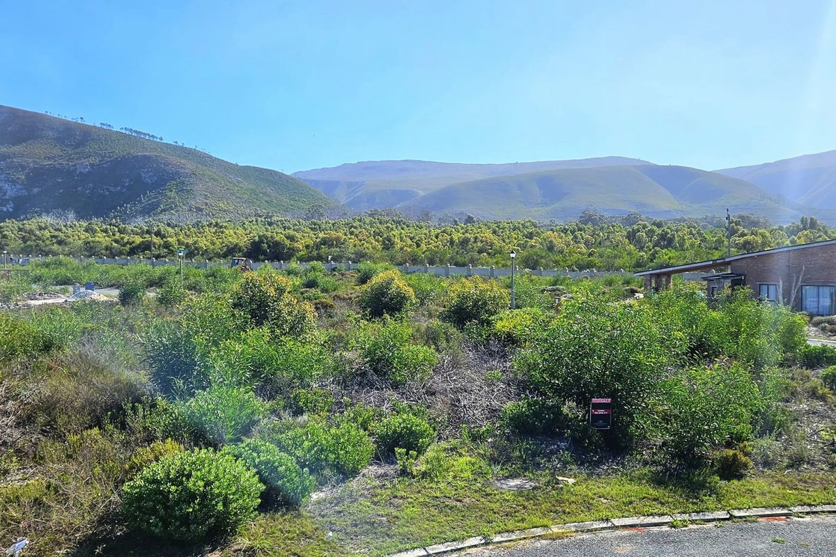 A scenic view of a vacant residential plot featuring natural vegetation, perimeter fencing, and a backdrop of rolling mountains.