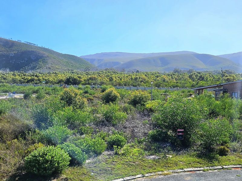 A scenic view of a vacant residential plot featuring natural vegetation, perimeter fencing, and a backdrop of rolling mountains.