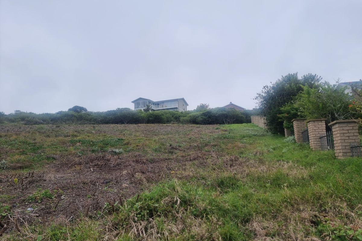 A view of a vacant residential plot featuring a brick boundary wall and metal fencing, with surrounding vegetation and neighboring properties in the distance.