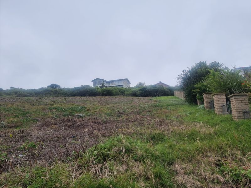 A view of a vacant residential plot featuring a brick boundary wall and metal fencing, with surrounding vegetation and neighboring properties in the distance.