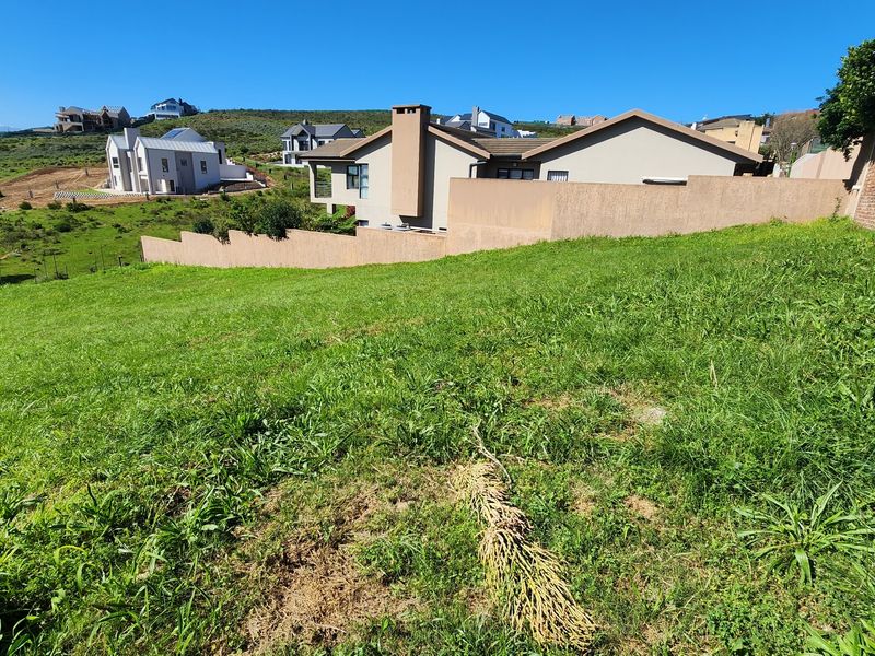 A view of a vacant residential plot featuring a grassy slope, boundary walls, and surrounding neighborhood homes.