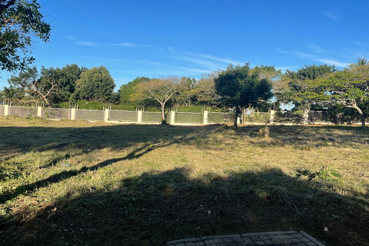 A view of a vacant residential plot featuring established trees and a perimeter fence, offering a clear space for future development.