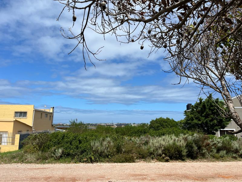 A view of the surrounding landscape and horizon from the vacant residential plot, featuring native vegetation and an unpaved road.