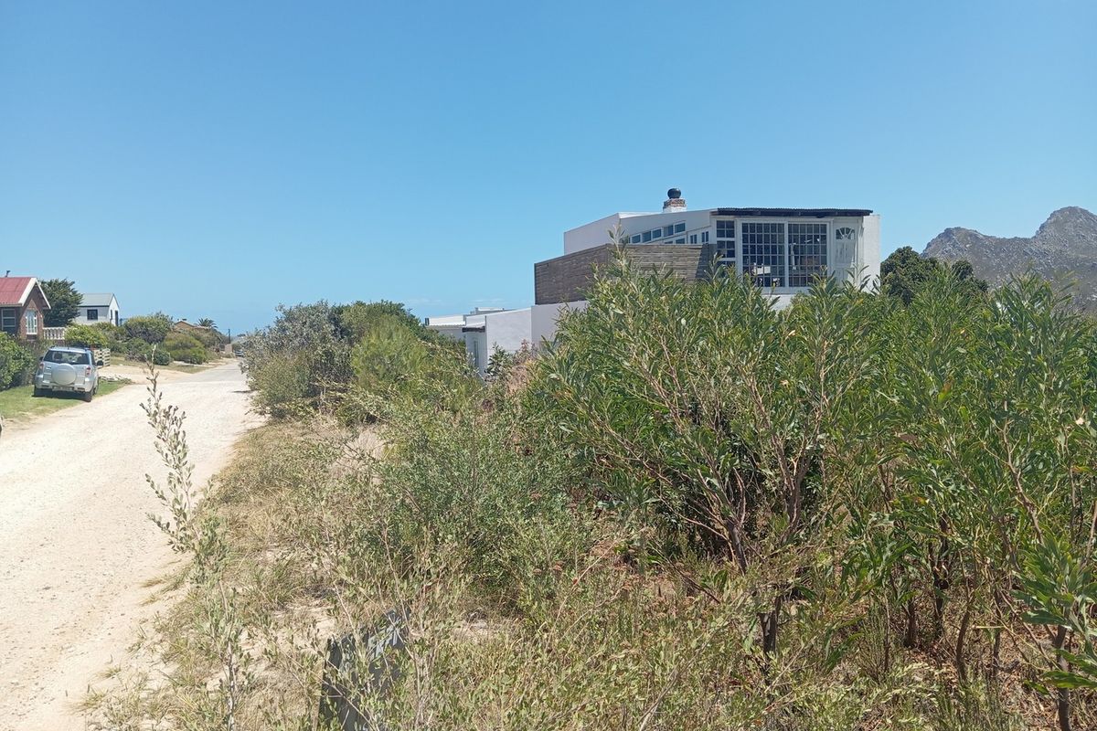 A view of a residential property from an unpaved street, featuring native coastal vegetation and a multi-level dwelling in the background.
