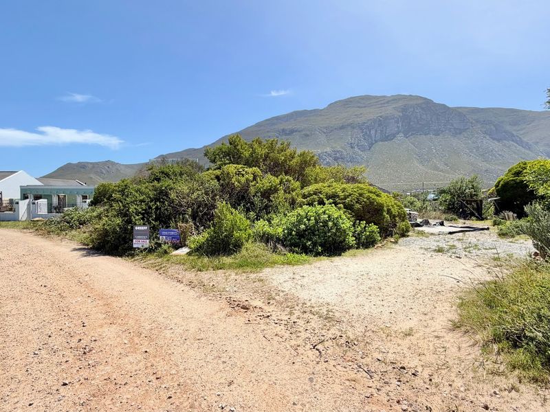 A vacant residential plot featuring natural vegetation, an unpaved access road, and scenic mountain views in a quiet neighborhood setting.