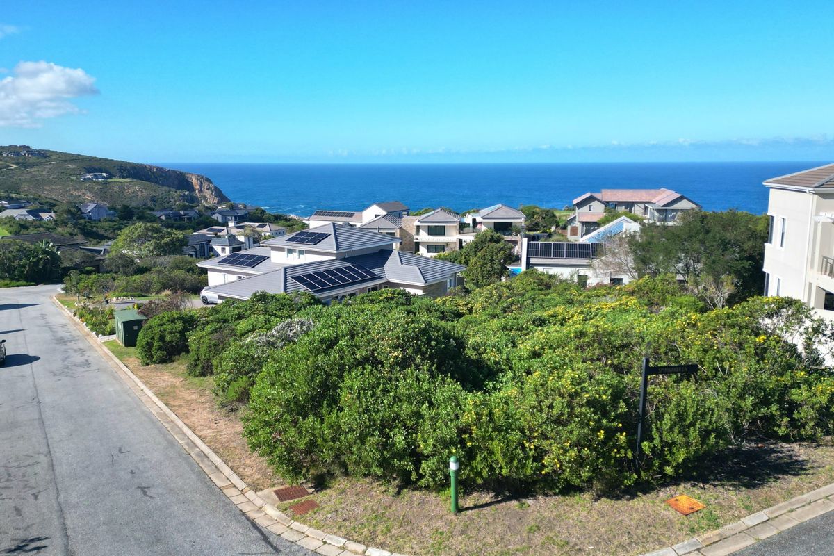 An aerial view of a residential street in a coastal estate, showcasing the surrounding neighborhood and ocean horizon.