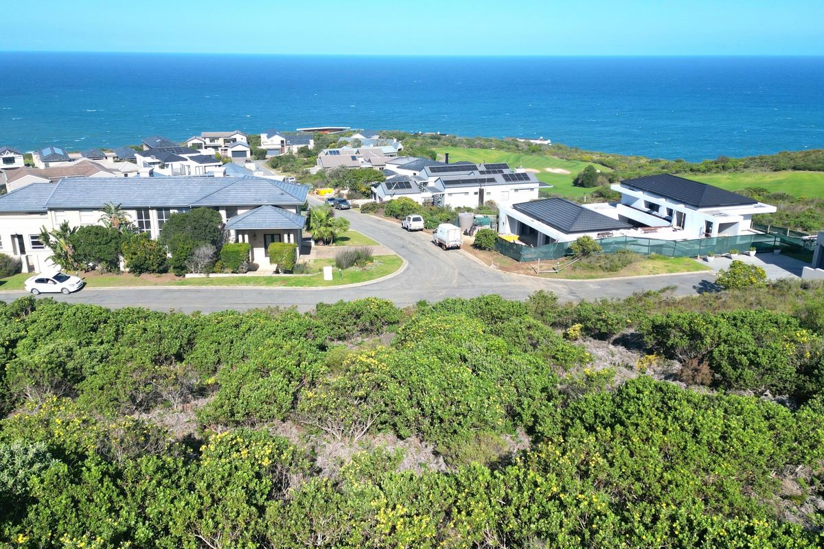 An aerial view of a coastal residential estate featuring established homes, paved roads, and direct proximity to the ocean.