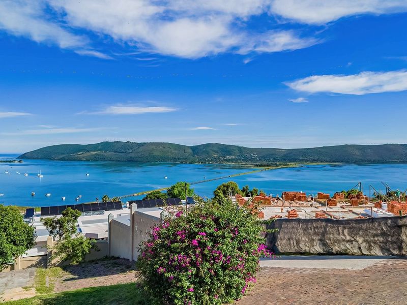 Elevated panoramic view overlooking the lagoon and surrounding landscape, featuring nearby residential construction and established greenery.