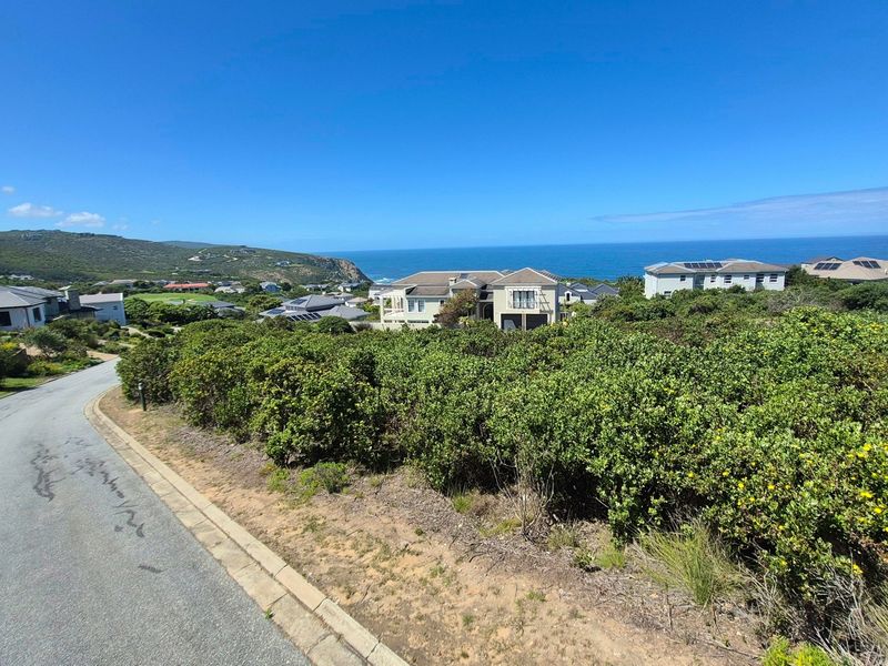 A scenic view overlooking a coastal residential area with a paved road in the foreground and ocean views in the distance.