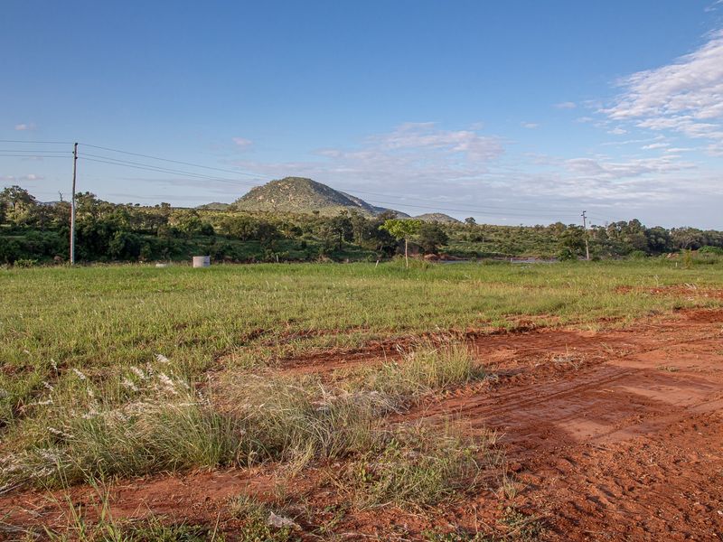 A view of a vacant residential plot featuring natural grass terrain, utility poles, and scenic mountain views in the background.