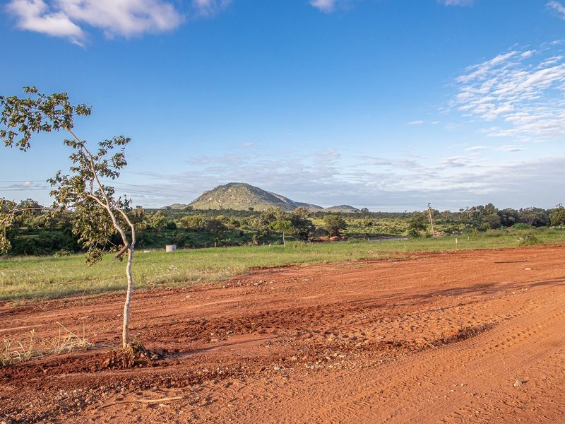 A view of a vacant residential plot featuring natural landscape, native vegetation, and distant mountain views, suitable for custom home development.