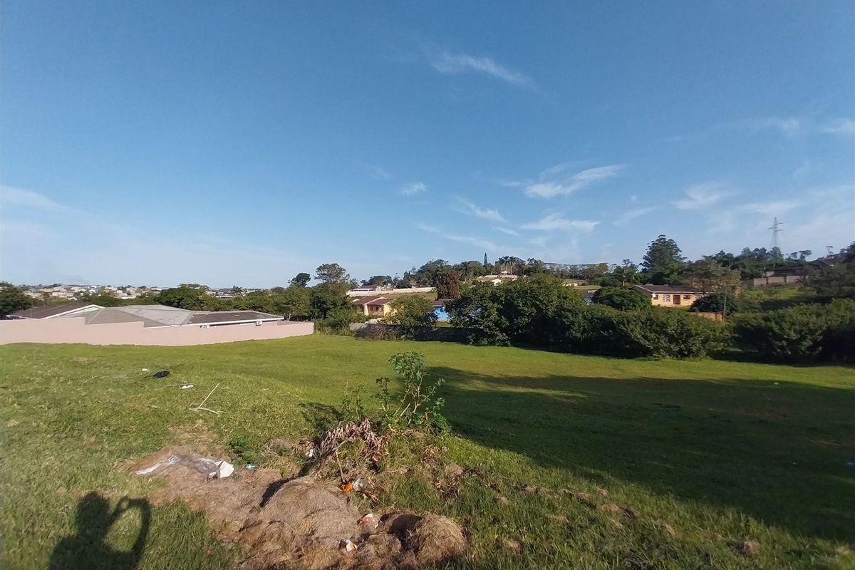 A view of a vacant residential plot featuring a grass lawn and surrounding perimeter wall in a suburban neighborhood.