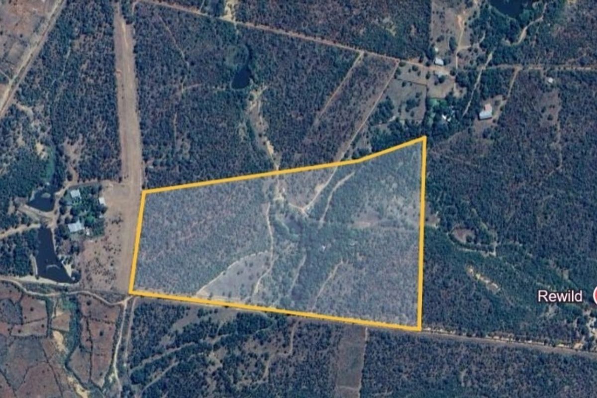 An aerial satellite view showing the boundaries of the farm property and surrounding landscape.