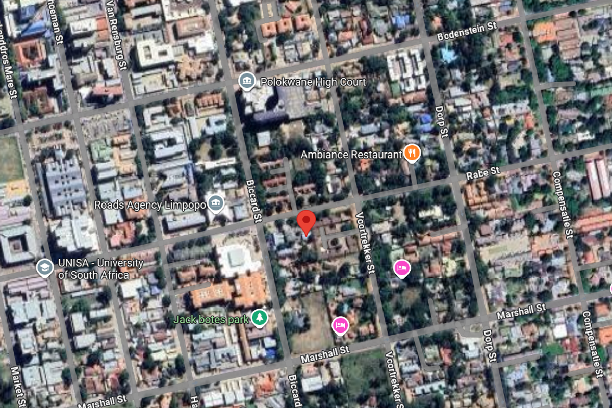 An aerial map view showing the location of the property within the urban street grid of Polokwane.