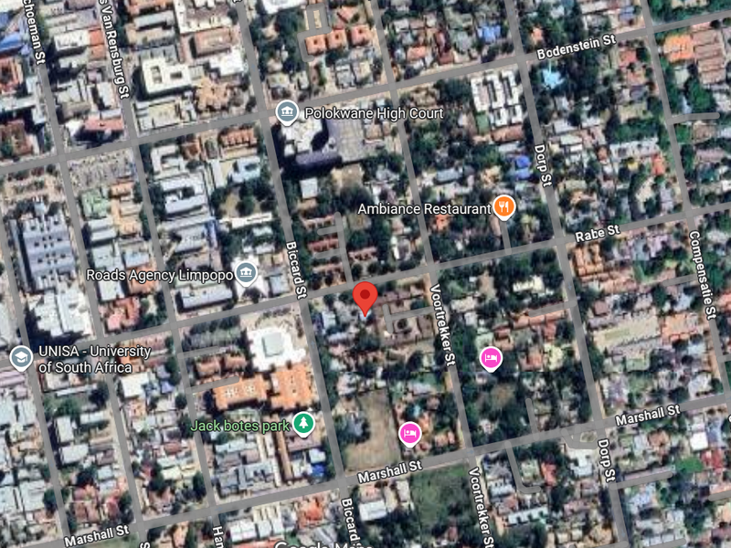 An aerial map view showing the location of the property within the urban street grid of Polokwane.