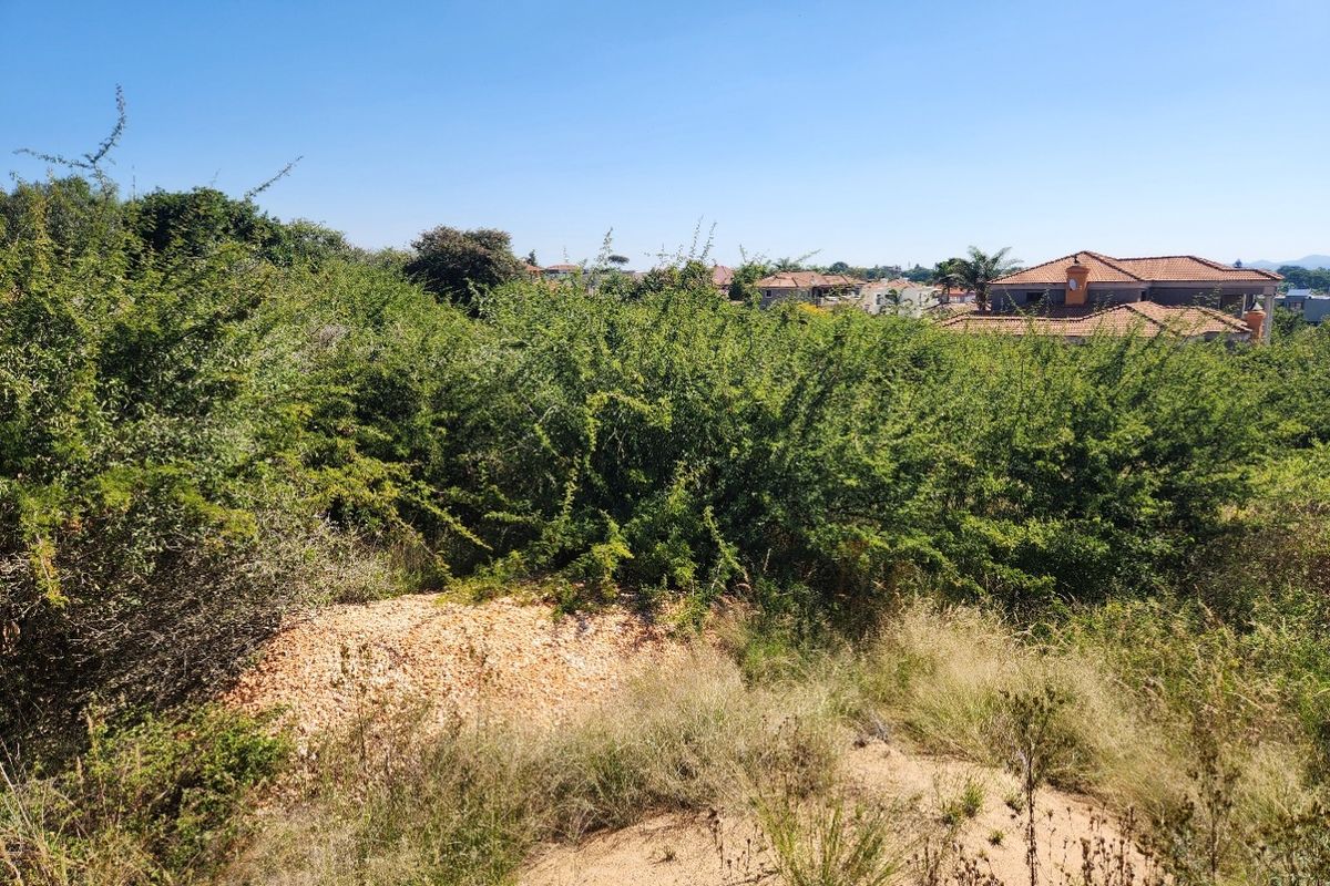 A view of an undeveloped residential plot featuring dense native vegetation and natural terrain, situated within a established residential neighborhood.