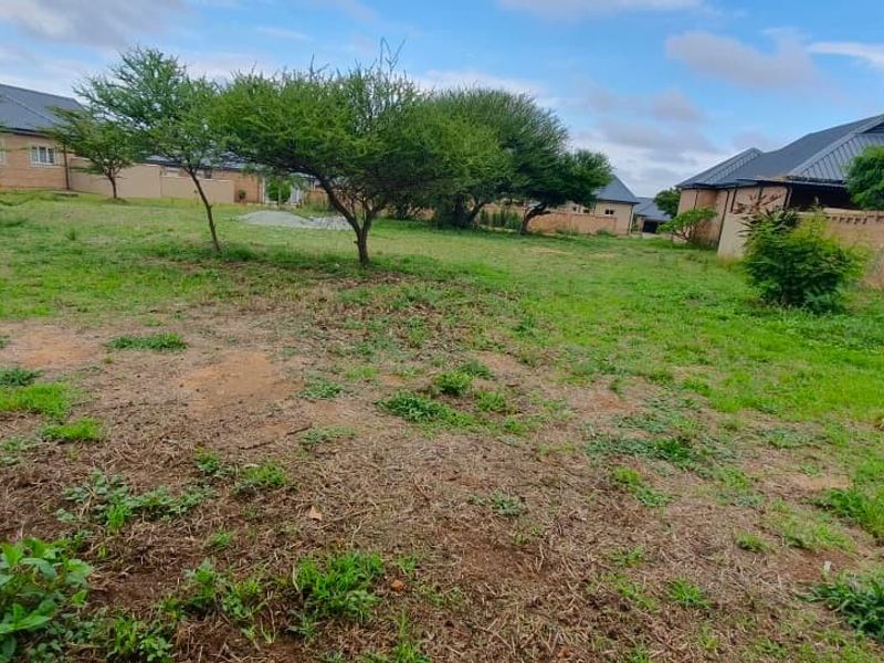 A vacant residential plot featuring established trees and enclosed by a perimeter brick wall, situated within a developed neighborhood.