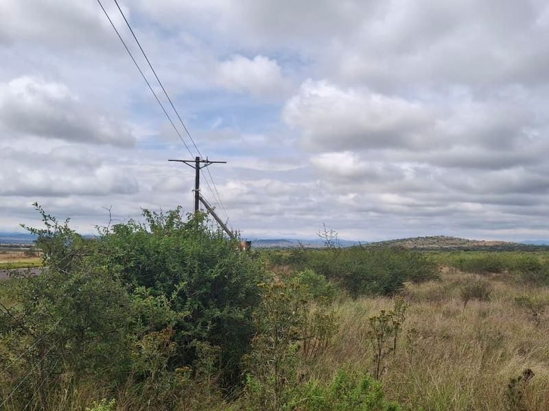A view of the vacant residential land featuring natural vegetation, open landscape, and existing utility infrastructure including a power pole.
