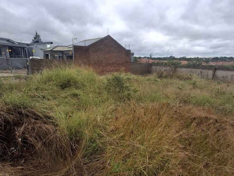 A vacant residential plot featuring overgrown grass and existing boundary walls, offering a blank canvas for future development.