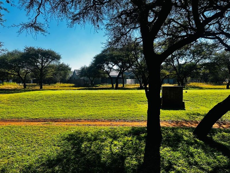 A spacious, well-maintained residential plot featuring established trees and a level lawn area, suitable for future development.