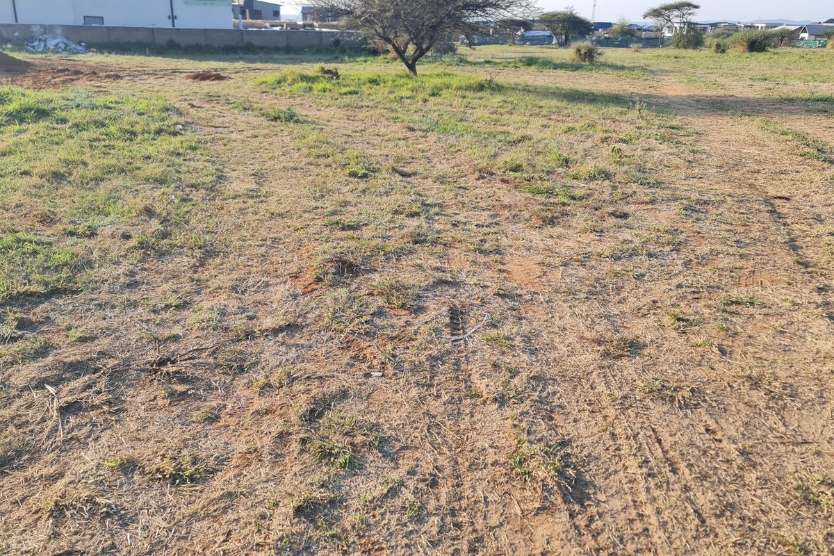 A view of the vacant residential land plot featuring natural grass cover and a perimeter boundary wall in the background.