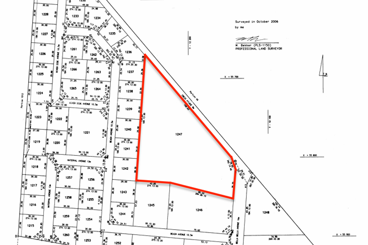 A survey diagram showing the cadastral boundaries and layout of the industrial property, highlighting the specific plot area.