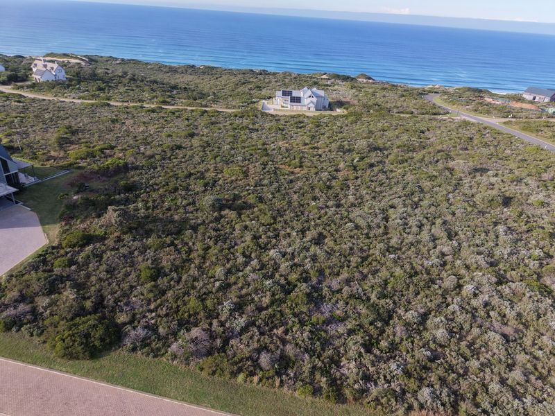 Aerial view of a vacant residential plot featuring native coastal vegetation with proximity to the ocean and established road infrastructure.