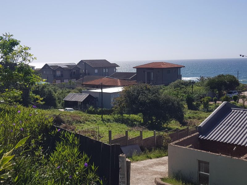 Elevated view overlooking a residential coastal neighborhood with ocean horizon and surrounding greenery.