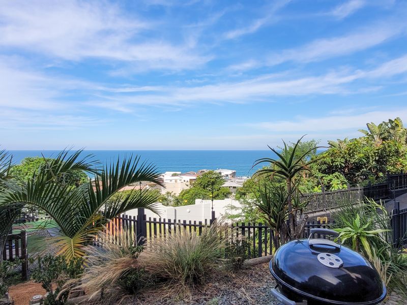 Elevated outdoor perspective showcasing a scenic coastal ocean view with surrounding residential landscape and established garden greenery.