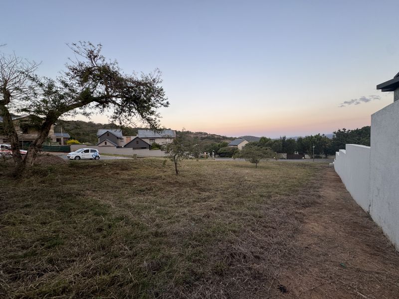 A vacant residential plot featuring a boundary wall and established trees, offering a clear view of the surrounding neighbourhood and landscape.