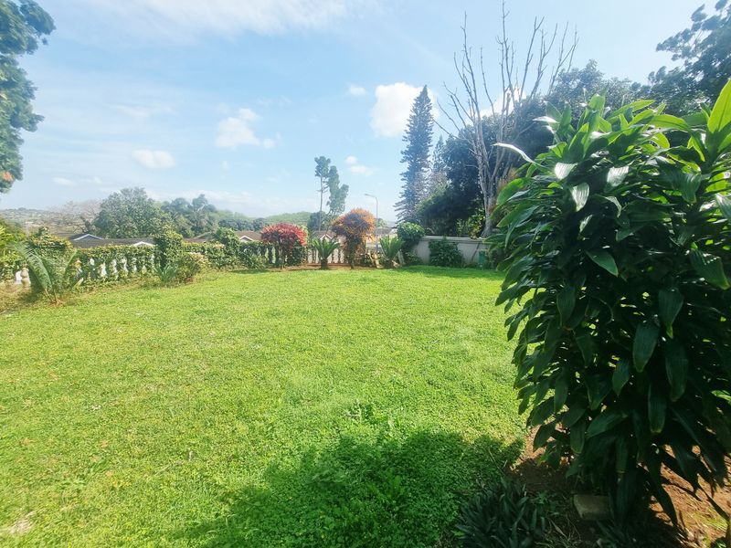 A spacious, well-maintained private garden featuring a large lawn area and established boundary wall, offering a peaceful outdoor space.