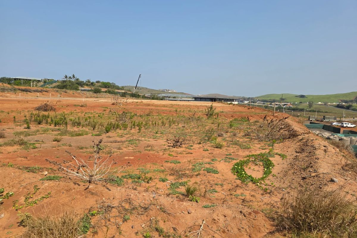 A wide-angle view of a vacant residential plot featuring cleared earth and natural landscape, ready for development.