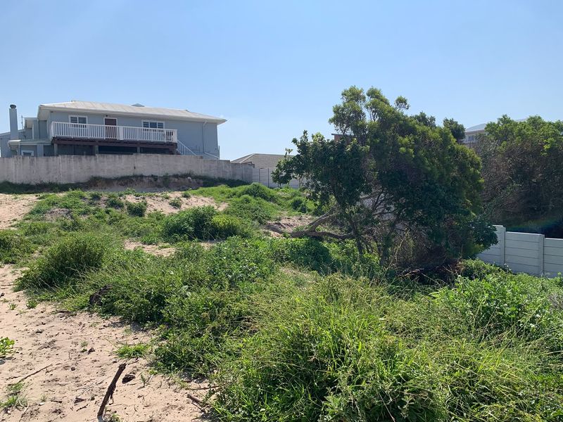 A vacant residential plot featuring sandy terrain, native vegetation, and a precast concrete boundary wall with visible soil erosion along the embankment.