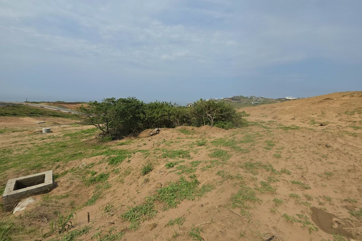A vacant residential plot featuring natural sandy terrain, native shrubs, and an installed concrete drainage inlet.