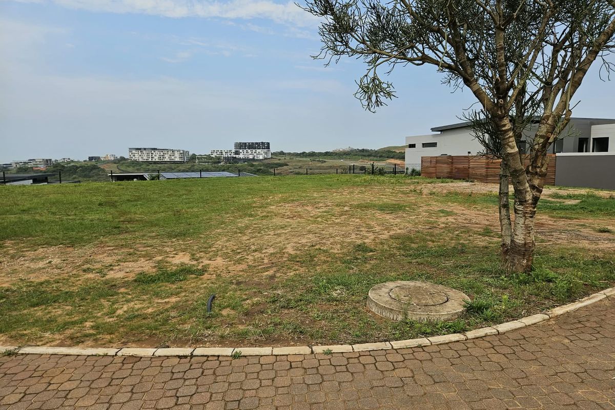 A vacant residential plot featuring a paved driveway, established tree, and clear views of the surrounding estate and landscape.
