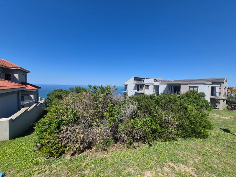 A scenic view overlooking the coastal landscape and ocean, showcasing the surrounding residential properties and natural vegetation.