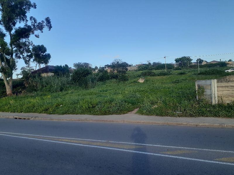 A street-level view of a vacant residential plot featuring a concrete boundary wall and direct access to the paved road.