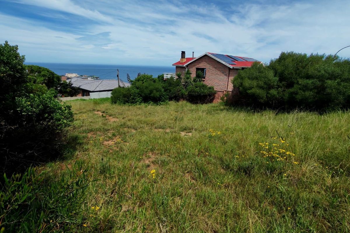 A view of a vacant residential plot featuring natural grass coverage and a scenic coastal outlook.
