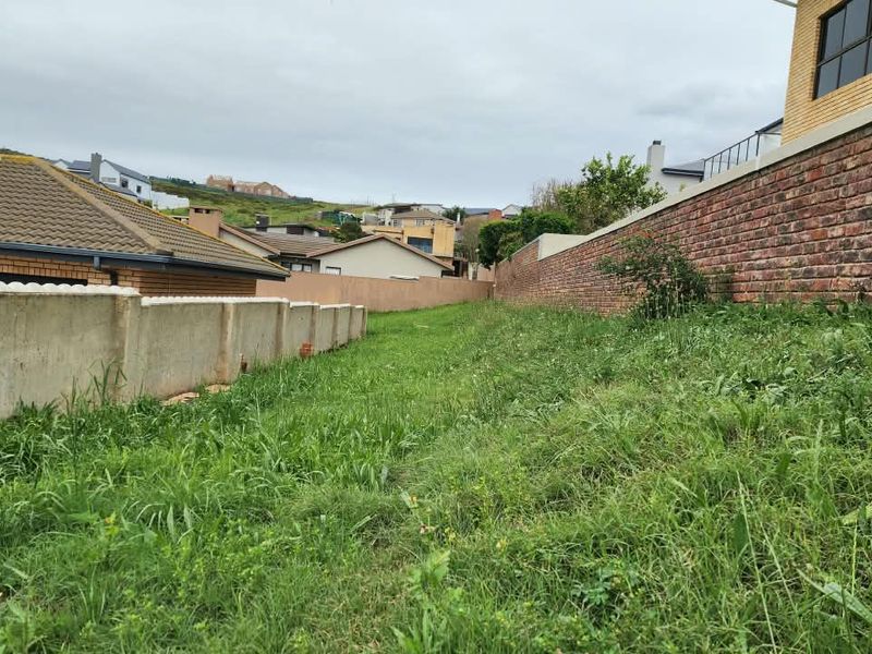 A view of a vacant residential plot featuring established brick and concrete boundary walls, surrounded by neighboring residential properties.