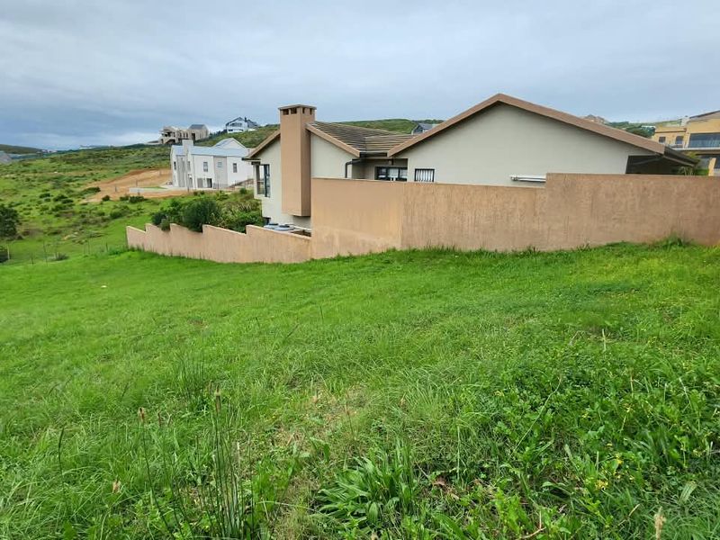 A view of a sloped residential plot featuring a boundary wall and the rear elevation of an adjacent property.
