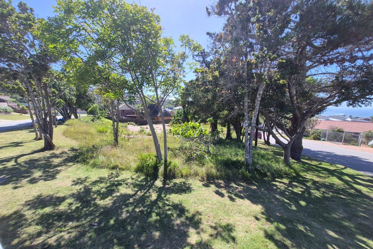 A view of a residential vacant plot featuring established trees and a grass lawn in a suburban setting.