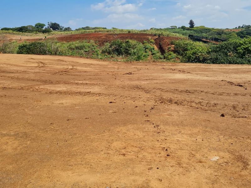A view of a cleared, vacant residential plot of land with natural vegetation in the background.