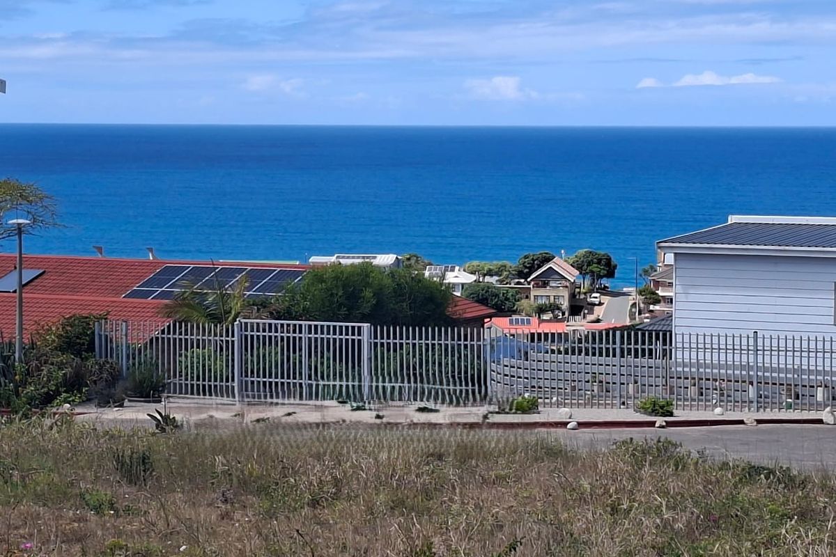 A scenic elevated view overlooking the ocean and surrounding coastal residential neighborhood.
