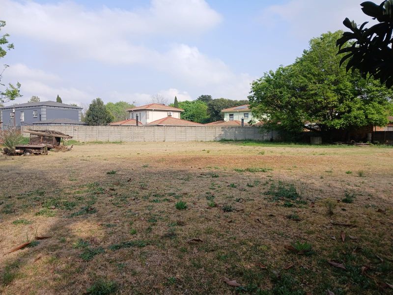 A spacious, level vacant residential plot featuring established trees and perimeter walling, offering a blank canvas for future development.