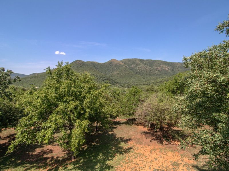 A scenic view of the surrounding natural landscape featuring mature trees and mountain vistas, ideal for a residential setting.